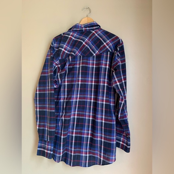Ely Cattleman snap button shirt ling sleeve plaid thin western cowboy size med - Picture 7 of 7